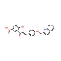 O=C(O)c1ccc(O)c(C(=O)/C=C/c2ccc(OCc3ccc4ccccc4n3)cc2)c1 ZINC000013761562