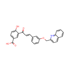 O=C(O)c1ccc(O)c(C(=O)/C=C/c2cccc(OCc3ccc4ccccc4n3)c2)c1 ZINC000013761565