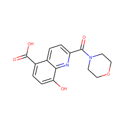 O=C(O)c1ccc(O)c2nc(C(=O)N3CCOCC3)ccc12 ZINC000473149211