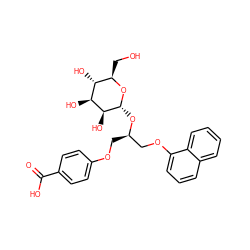 O=C(O)c1ccc(OC[C@H](COc2cccc3ccccc23)O[C@H]2O[C@H](CO)[C@@H](O)[C@H](O)[C@@H]2O)cc1 ZINC000473082814