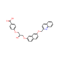 O=C(O)c1ccc(OC[C@H](O)COc2ccc3ccc(OCc4ccc5ccccc5n4)cc3c2)cc1 ZINC000013804836