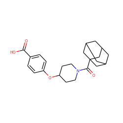 O=C(O)c1ccc(OC2CCN(C(=O)C34CC5CC(CC(C5)C3)C4)CC2)cc1 ZINC000013475216