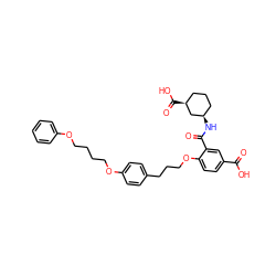 O=C(O)c1ccc(OCCCc2ccc(OCCCCOc3ccccc3)cc2)c(C(=O)N[C@@H]2CCC[C@H](C(=O)O)C2)c1 ZINC000064857644