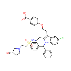 O=C(O)c1ccc(OCCc2c(CCNS(=O)(=O)CCN3CC[C@H](O)C3)n(C(c3ccccc3)c3ccccc3)c3ccc(Cl)cc23)cc1 ZINC000049852128