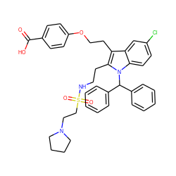 O=C(O)c1ccc(OCCc2c(CCNS(=O)(=O)CCN3CCCC3)n(C(c3ccccc3)c3ccccc3)c3ccc(Cl)cc23)cc1 ZINC000049898334