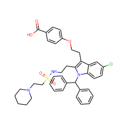 O=C(O)c1ccc(OCCc2c(CCNS(=O)(=O)CCN3CCCCC3)n(C(c3ccccc3)c3ccccc3)c3ccc(Cl)cc23)cc1 ZINC000049898854