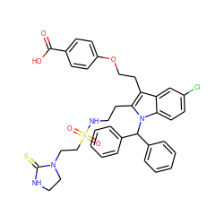 O=C(O)c1ccc(OCCc2c(CCNS(=O)(=O)CCN3CCNC3=S)n(C(c3ccccc3)c3ccccc3)c3ccc(Cl)cc23)cc1 ZINC000049899534