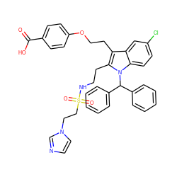 O=C(O)c1ccc(OCCc2c(CCNS(=O)(=O)CCn3ccnc3)n(C(c3ccccc3)c3ccccc3)c3ccc(Cl)cc23)cc1 ZINC000049850855