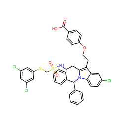 O=C(O)c1ccc(OCCc2c(CCNS(=O)(=O)CSc3cc(Cl)cc(Cl)c3)n(C(c3ccccc3)c3ccccc3)c3ccc(Cl)cc23)cc1 ZINC000095615885