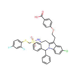 O=C(O)c1ccc(OCCc2c(CCNS(=O)(=O)CSc3ccc(F)cc3F)n(C(c3ccccc3)c3ccccc3)c3ccc(Cl)cc23)cc1 ZINC000095615251