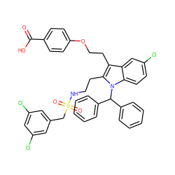 O=C(O)c1ccc(OCCc2c(CCNS(=O)(=O)Cc3cc(Cl)cc(Cl)c3)n(C(c3ccccc3)c3ccccc3)c3ccc(Cl)cc23)cc1 ZINC000095607004