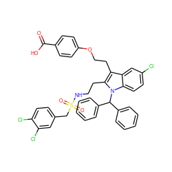 O=C(O)c1ccc(OCCc2c(CCNS(=O)(=O)Cc3ccc(Cl)c(Cl)c3)n(C(c3ccccc3)c3ccccc3)c3ccc(Cl)cc23)cc1 ZINC000085536974