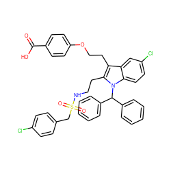 O=C(O)c1ccc(OCCc2c(CCNS(=O)(=O)Cc3ccc(Cl)cc3)n(C(c3ccccc3)c3ccccc3)c3ccc(Cl)cc23)cc1 ZINC000049776337