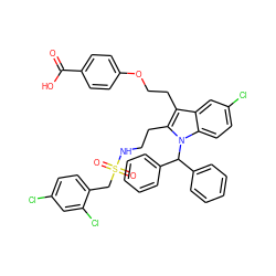 O=C(O)c1ccc(OCCc2c(CCNS(=O)(=O)Cc3ccc(Cl)cc3Cl)n(C(c3ccccc3)c3ccccc3)c3ccc(Cl)cc23)cc1 ZINC000095612689