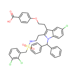 O=C(O)c1ccc(OCCc2c(CCNS(=O)(=O)Cc3cccc(Cl)c3Cl)n(C(c3ccccc3)c3ccccc3)c3ccc(Cl)cc23)cc1 ZINC000095542609