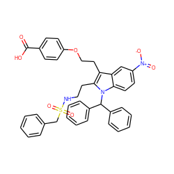 O=C(O)c1ccc(OCCc2c(CCNS(=O)(=O)Cc3ccccc3)n(C(c3ccccc3)c3ccccc3)c3ccc([N+](=O)[O-])cc23)cc1 ZINC000049942499