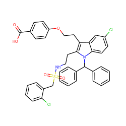 O=C(O)c1ccc(OCCc2c(CCNS(=O)(=O)Cc3ccccc3Cl)n(C(c3ccccc3)c3ccccc3)c3ccc(Cl)cc23)cc1 ZINC000049776317