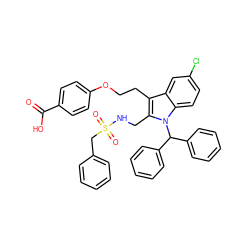 O=C(O)c1ccc(OCCc2c(CNS(=O)(=O)Cc3ccccc3)n(C(c3ccccc3)c3ccccc3)c3ccc(Cl)cc23)cc1 ZINC000049776234