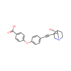 O=C(O)c1ccc(Oc2ccc(C#C[C@]3(O)CN4CCC3CC4)cc2)cc1 ZINC000073220060