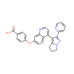 O=C(O)c1ccc(Oc2ccc3c(-c4c(-c5ccccn5)nn5c4CCC5)ccnc3c2)cc1 ZINC000014976423