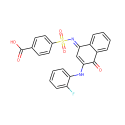 O=C(O)c1ccc(S(=O)(=O)/N=C2\C=C(Nc3ccccc3F)C(=O)c3ccccc32)cc1 ZINC000001926319