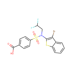 O=C(O)c1ccc(S(=O)(=O)N(CC(F)F)c2sc3ccccc3c2Br)cc1 ZINC000115236071