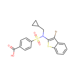 O=C(O)c1ccc(S(=O)(=O)N(CC2CC2)c2sc3ccccc3c2Br)cc1 ZINC000115235318