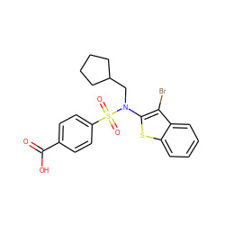 O=C(O)c1ccc(S(=O)(=O)N(CC2CCCC2)c2sc3ccccc3c2Br)cc1 ZINC000115232770