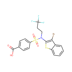 O=C(O)c1ccc(S(=O)(=O)N(CCC(F)(F)F)c2sc3ccccc3c2Br)cc1 ZINC000115236276