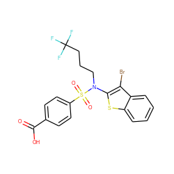 O=C(O)c1ccc(S(=O)(=O)N(CCCC(F)(F)F)c2sc3ccccc3c2Br)cc1 ZINC000115233576