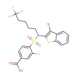 O=C(O)c1ccc(S(=O)(=O)N(CCCCC(F)(F)F)c2sc3ccccc3c2Br)c(F)c1 ZINC000115231075