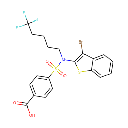 O=C(O)c1ccc(S(=O)(=O)N(CCCCC(F)(F)F)c2sc3ccccc3c2Br)cc1 ZINC000115230477