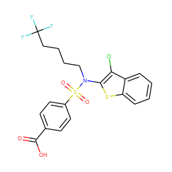 O=C(O)c1ccc(S(=O)(=O)N(CCCCC(F)(F)F)c2sc3ccccc3c2Cl)cc1 ZINC000115228631