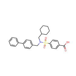 O=C(O)c1ccc(S(=O)(=O)N(Cc2ccc(-c3ccccc3)cc2)CC2CCCCC2)cc1 ZINC000103252215