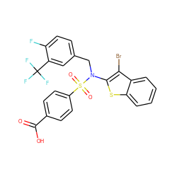 O=C(O)c1ccc(S(=O)(=O)N(Cc2ccc(F)c(C(F)(F)F)c2)c2sc3ccccc3c2Br)cc1 ZINC000115229027