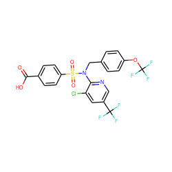 O=C(O)c1ccc(S(=O)(=O)N(Cc2ccc(OC(F)(F)F)cc2)c2ncc(C(F)(F)F)cc2Cl)cc1 ZINC000113159413