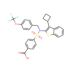 O=C(O)c1ccc(S(=O)(=O)N(Cc2ccc(OC(F)(F)F)cc2)c2sc3ccccc3c2C2CCC2)cc1 ZINC000115236197