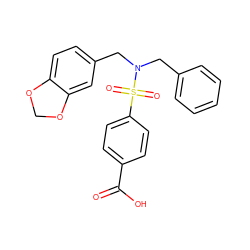 O=C(O)c1ccc(S(=O)(=O)N(Cc2ccccc2)Cc2ccc3c(c2)OCO3)cc1 ZINC000115731079