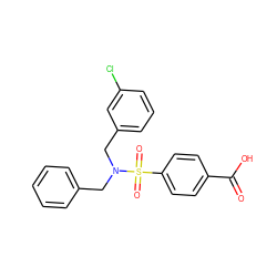 O=C(O)c1ccc(S(=O)(=O)N(Cc2ccccc2)Cc2cccc(Cl)c2)cc1 ZINC000115732690