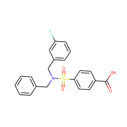 O=C(O)c1ccc(S(=O)(=O)N(Cc2ccccc2)Cc2cccc(F)c2)cc1 ZINC000115732186