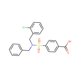 O=C(O)c1ccc(S(=O)(=O)N(Cc2ccccc2)Cc2ccccc2Cl)cc1 ZINC000115731471