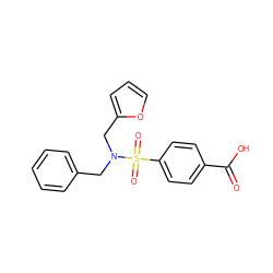 O=C(O)c1ccc(S(=O)(=O)N(Cc2ccccc2)Cc2ccco2)cc1 ZINC000013072210