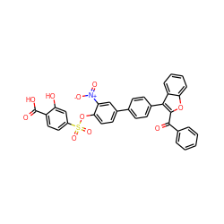 O=C(O)c1ccc(S(=O)(=O)Oc2ccc(-c3ccc(-c4c(C(=O)c5ccccc5)oc5ccccc45)cc3)cc2[N+](=O)[O-])cc1O ZINC000003981794