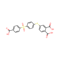 O=C(O)c1ccc(S(=O)(=O)c2ccc(Sc3ccc(C(=O)O)c(C(=O)O)c3)cc2)cc1 ZINC000003185216