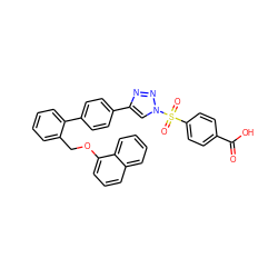 O=C(O)c1ccc(S(=O)(=O)n2cc(-c3ccc(-c4ccccc4COc4cccc5ccccc45)cc3)nn2)cc1 ZINC000066122964