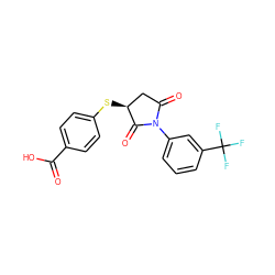 O=C(O)c1ccc(S[C@H]2CC(=O)N(c3cccc(C(F)(F)F)c3)C2=O)cc1 ZINC000045496655