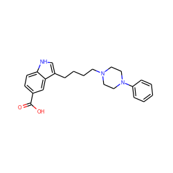 O=C(O)c1ccc2[nH]cc(CCCCN3CCN(c4ccccc4)CC3)c2c1 ZINC000013582369