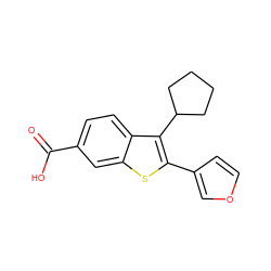 O=C(O)c1ccc2c(C3CCCC3)c(-c3ccoc3)sc2c1 ZINC000003612344