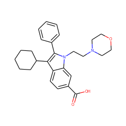 O=C(O)c1ccc2c(C3CCCCC3)c(-c3ccccc3)n(CCN3CCOCC3)c2c1 ZINC000013609938