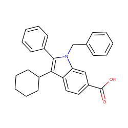 O=C(O)c1ccc2c(C3CCCCC3)c(-c3ccccc3)n(Cc3ccccc3)c2c1 ZINC000013609928